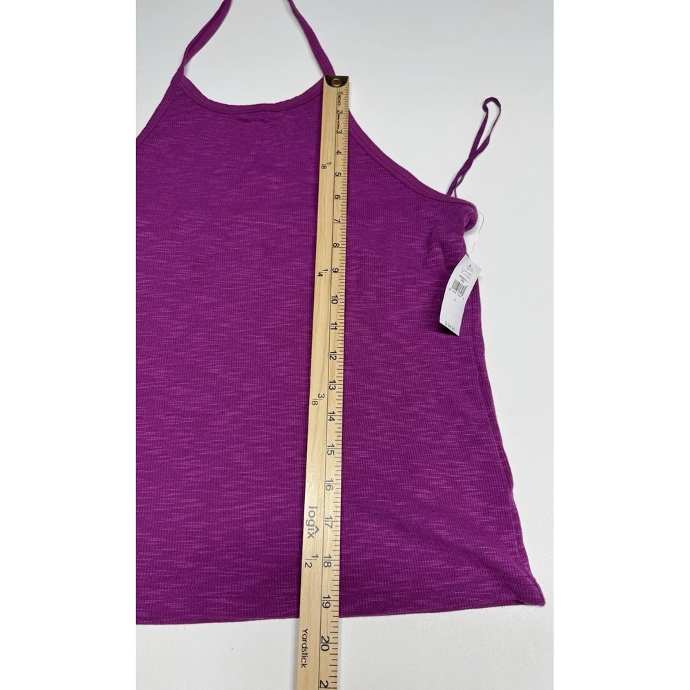 Gap  Tie Neck Open Back Halter Tank Top Burnout Ribbed T Shirt Large Purple - Picture 4 of 9